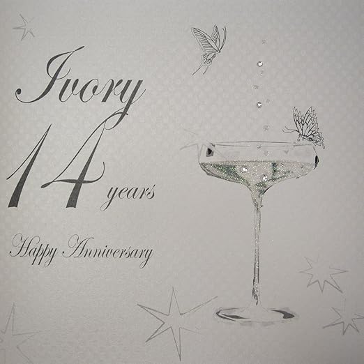 White Cotton Cards Carte Anniversaire 14 Ans De Mariage Ivoire