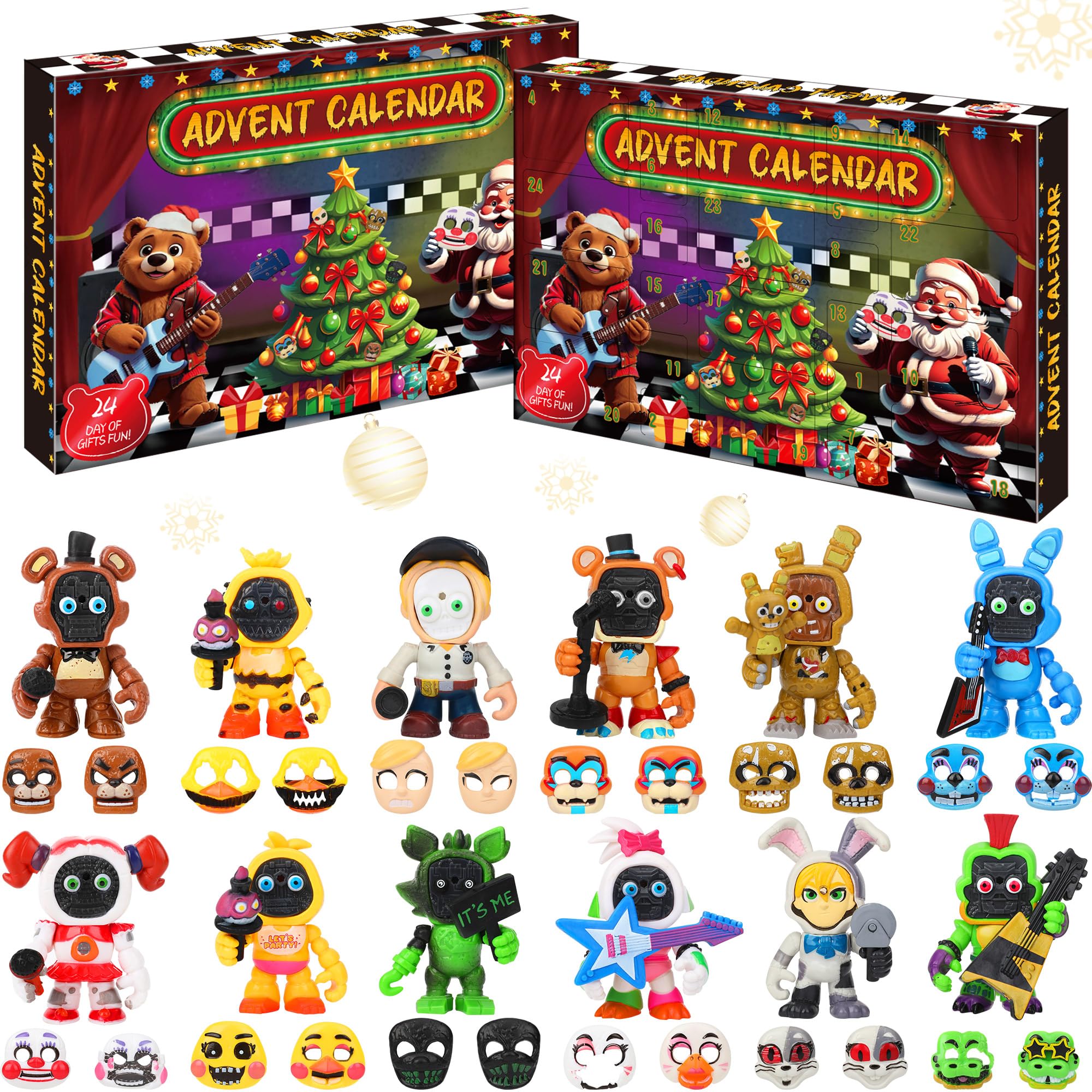 Photo 1 of *****************MISSING HALF OF THEM**************
Viemebu 2025 Christmas Advent Calendar Horror Game Action Figures Toy Set, Countdown to Set for Kids, Inspired by The Five Night Figures with Masks, Movable Joints Collectible Toys for Boys