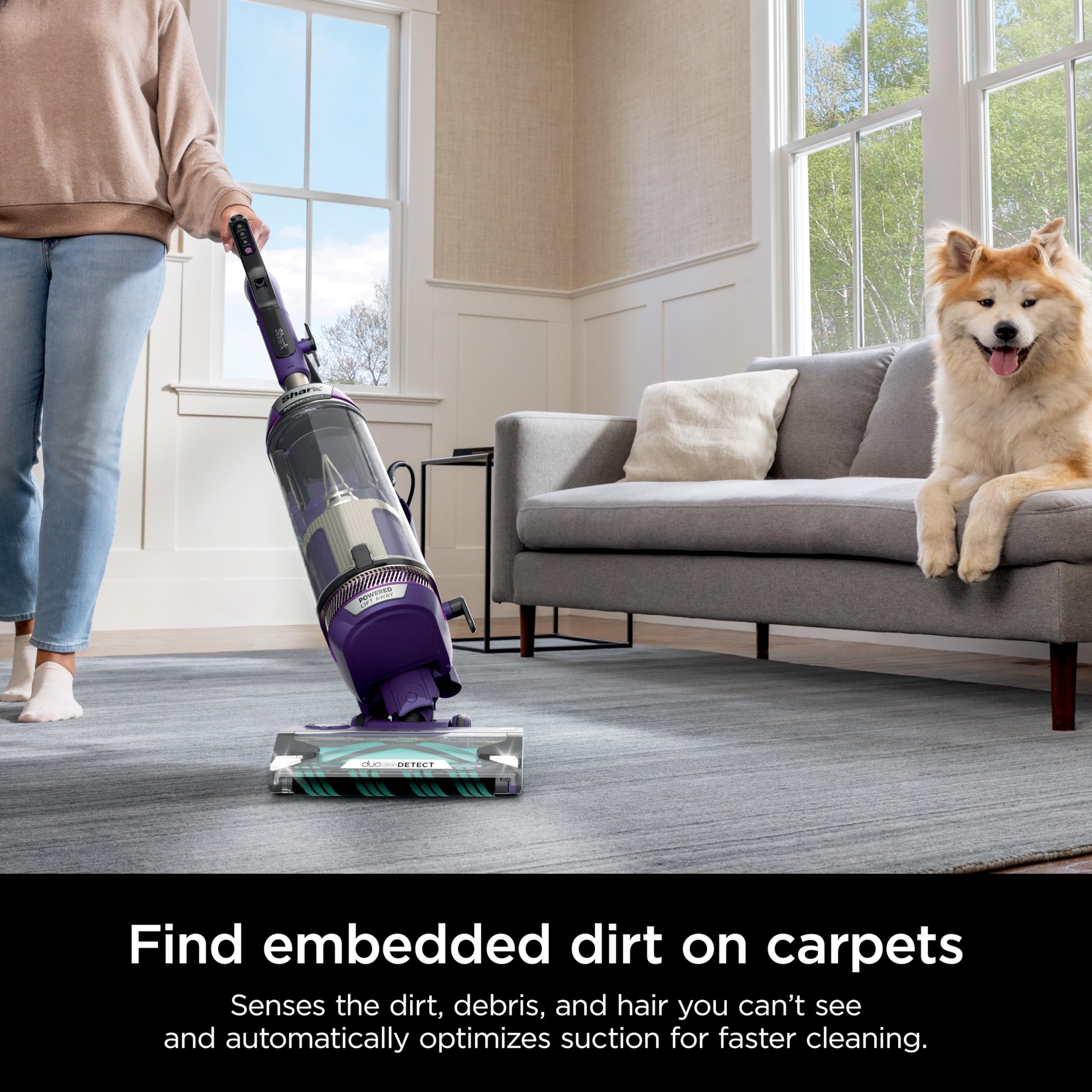 Shark POWERDETECT Upright Vacuum Cleaner with HEPA Filter, Heavy Duty Vacuum with Powerful Suction for Pet Hair Pickup, DuoClean Technology, Powered Lift-Away, Ideal for Carpets & Hardfloors, AZ4002