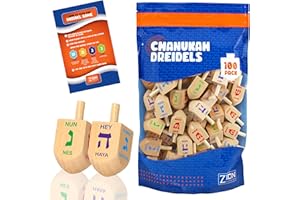 ZION JUDAICA LTD Zion Judaica Bulk Pack Wood Dreidels Medium Bulk-Pack Wooden Hanukkah Dreidles in Ziplock Bag Traditional Chanukah Game Hanukkah Spinning Tops (100 Pack)