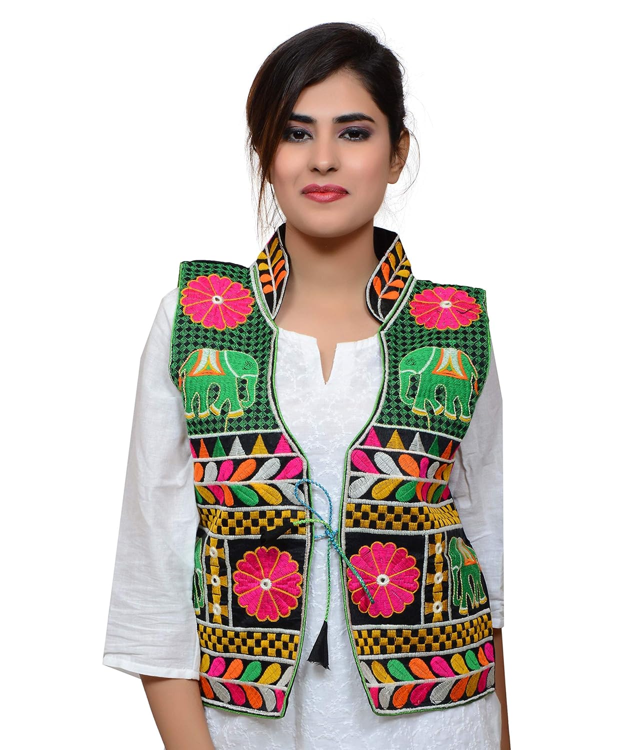 banjara india kutchi waist length jacket [haathi]