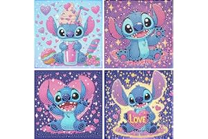 KOJEFCV 4 PCS Diamond Art Painting Kits for Kids,Cartoon Diamond Art for Kids Ages 4-8-12,Cartoon Gem Kit Crafts Beginners for Gift Home Wall Decor(6x6inch)