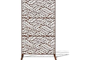 Veradek Corten Steel Outdoor Privacy Screen Series-Flowleaf Privacy Screen Set w/Stand (55% Privacy) | Made from Durable Mate