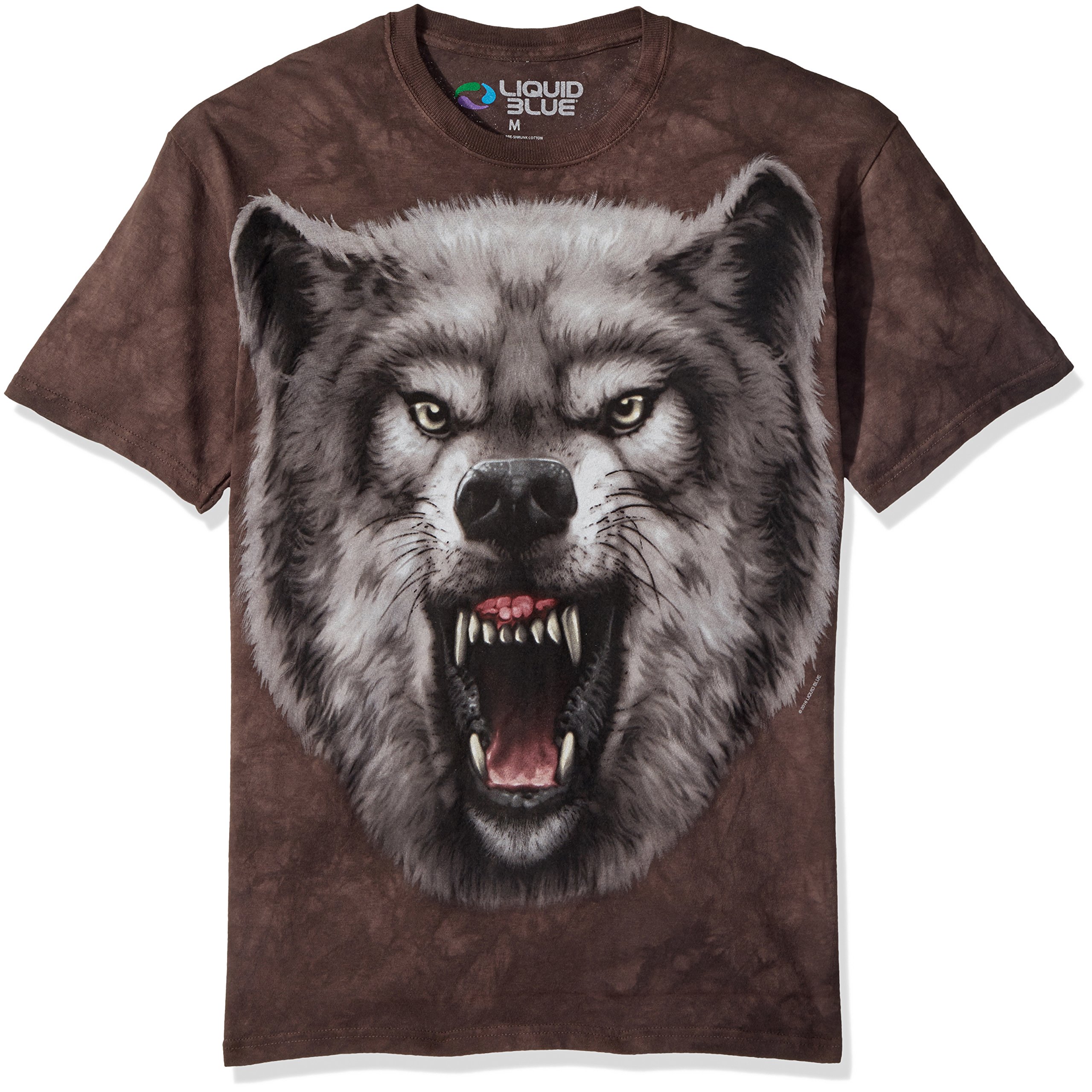 Liquid BlueMen's Nature Roaring Wolf Tie Dye Short Sleeve T-Shirt