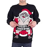 Felpa da uomo, da adulti, motivo: Babbo Natale nudo con scritta "Merry Christmas" ricamato