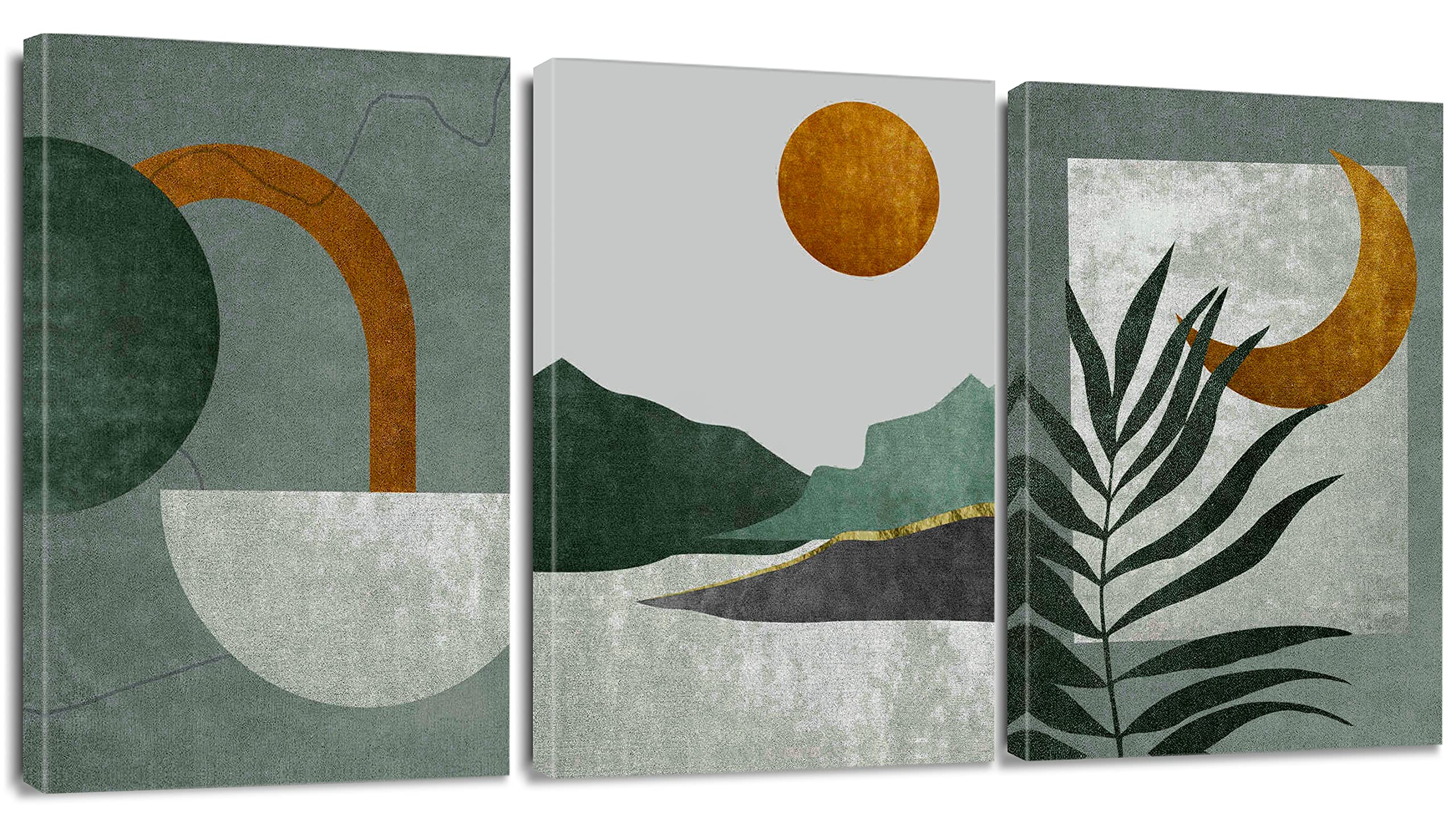 Artscope 3 Pieces Zen Wall Art Canvas Prints - Tea Sun and Moon Picture Painting - Modern Wall Artwork Framed for Gifts Bathroom Living Room Home Office Decor - 30 x 40 CM