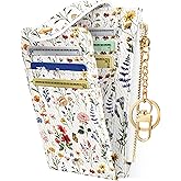Miss Adola Cute Card Wallet Women - Small Wallets with Keychain Vintage Flower RFID Credit Cardholder Aesthetic Fashion Design Coin Purse for Female Ladies Teen Girls
