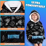 Fortnite Oversized Hoodie Blanket for Kids Teens Fleece Poncho Black White view 5