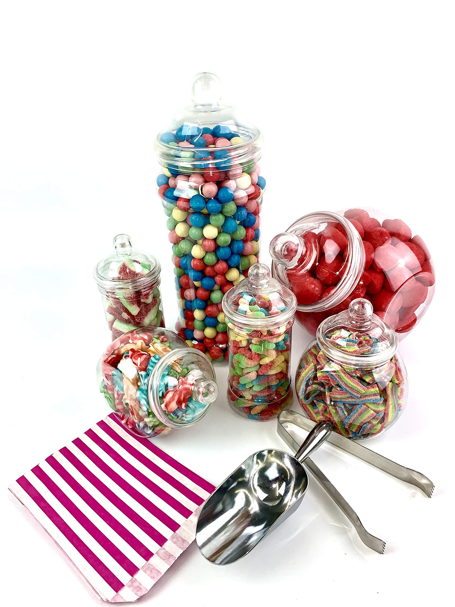 Vintage Victorian Pick & Mix Candy Buffet Kit - 6 Jar Pack & Pink Stripe Bags