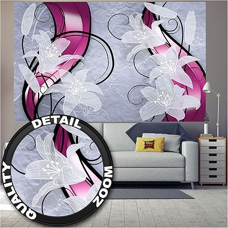 GREAT ART XXL Póster – Gráfico De Lirios Blancos – Obra De Arte De La Pared Art Deco Abstracto Flores Floral Mural Naturaleza Ilustración Rosa Líneas Rosadas Motivo (140 X 100 Cm): Amazon.es: Hogar