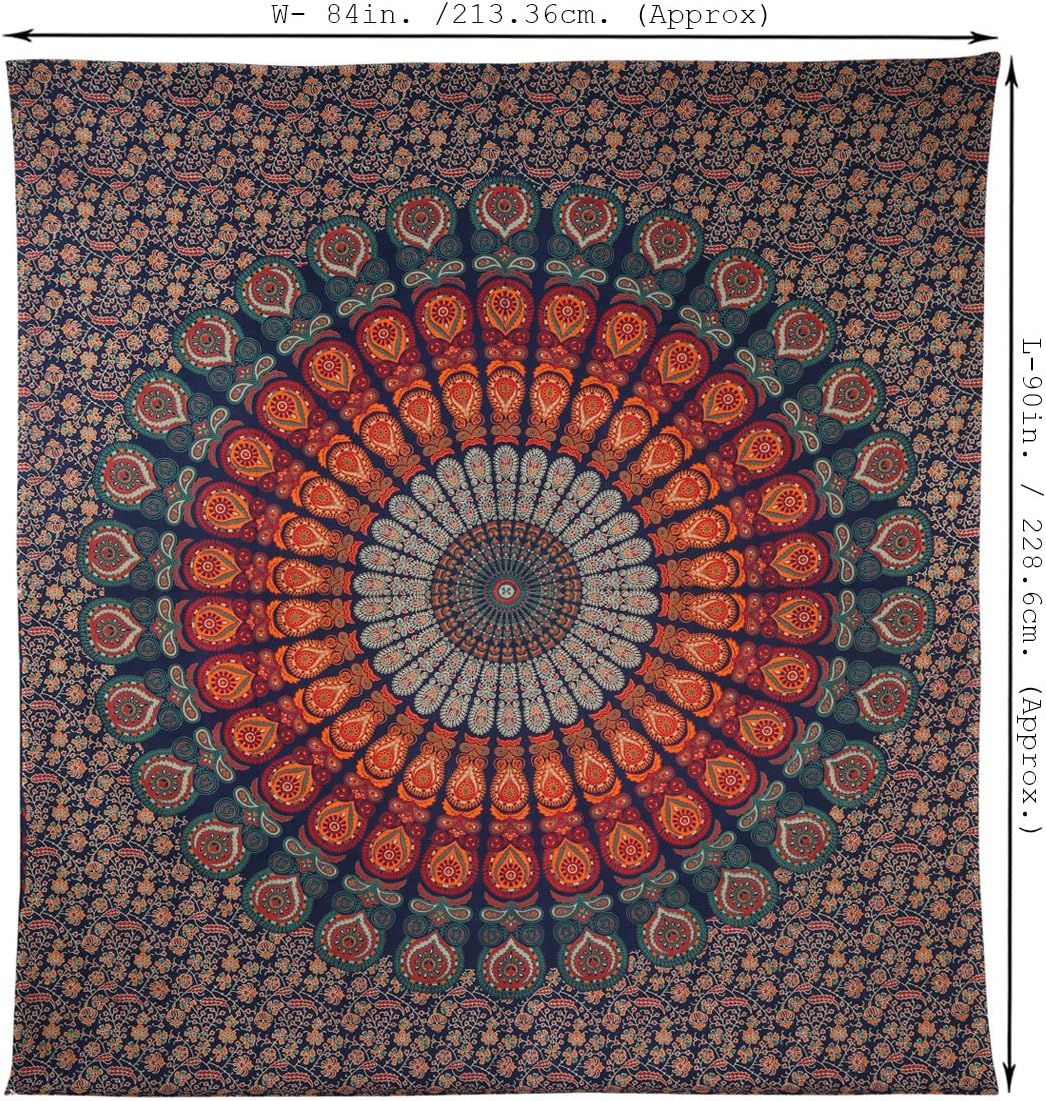 RAJRANG Tapestry Wall Hanging for Bedroom Decor 230x274 cm Large Mandala Wall Art 100% Cotton Peacock Tapestries Boho Indian Hippie Beach Throw Blanket - Image 5