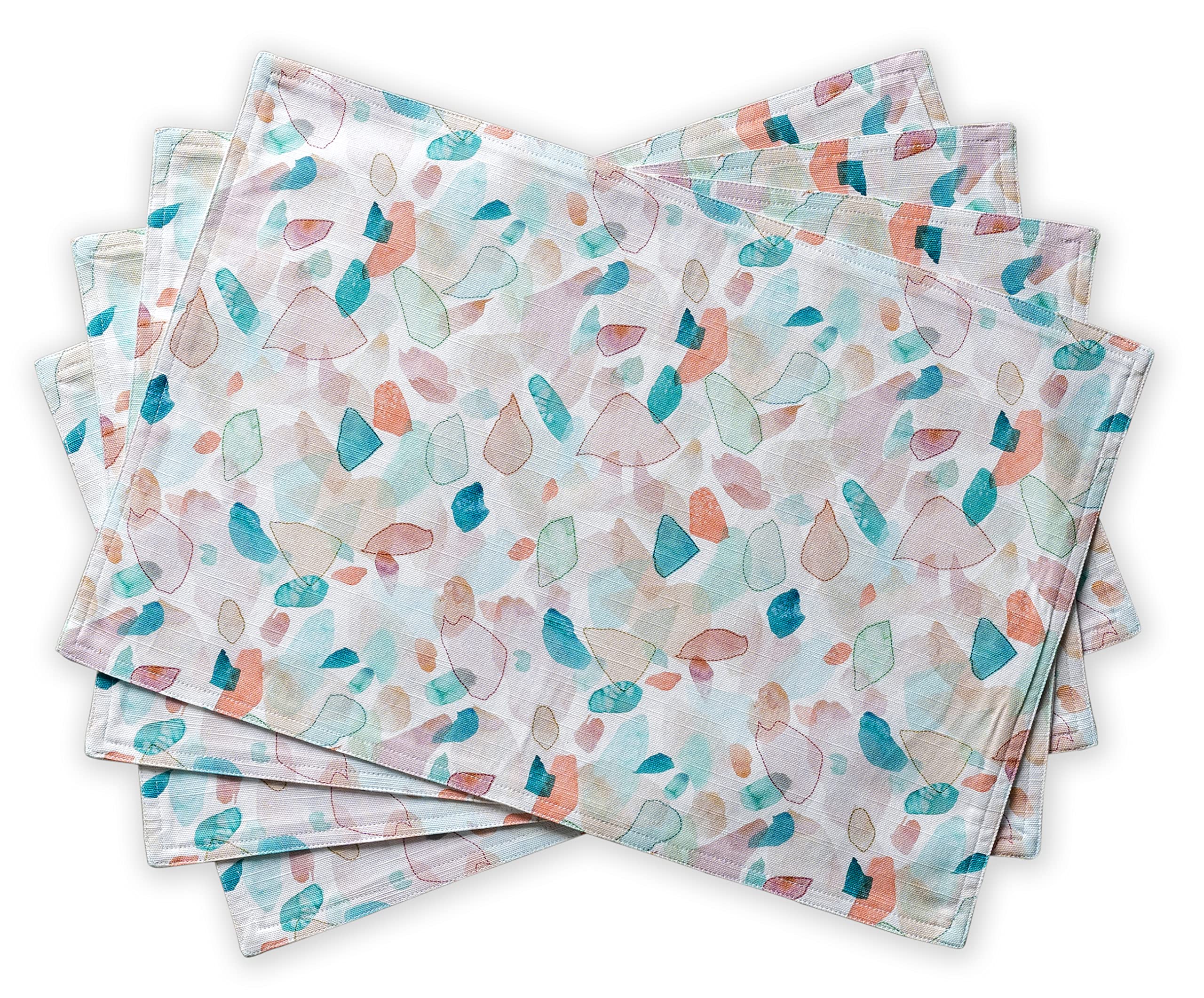 Maison d' Hermine Placemats Set of 4 100% Cotton Washable Cloth Place Mats Reusable Table Mats for Kitchen Dining Party Wedding Easter Decorations Spring/Summer (Summer Picnic, 13" x 19") Image