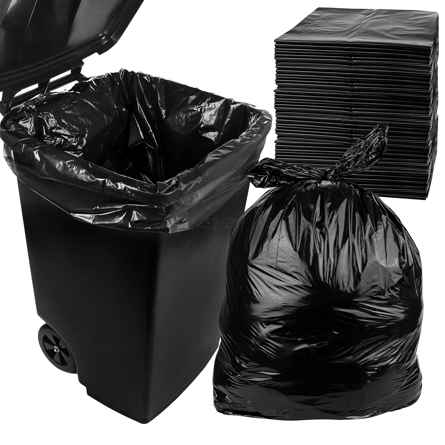 245 Litres Trash Bags for Toter Black 100 Garbage Bags Per Case
