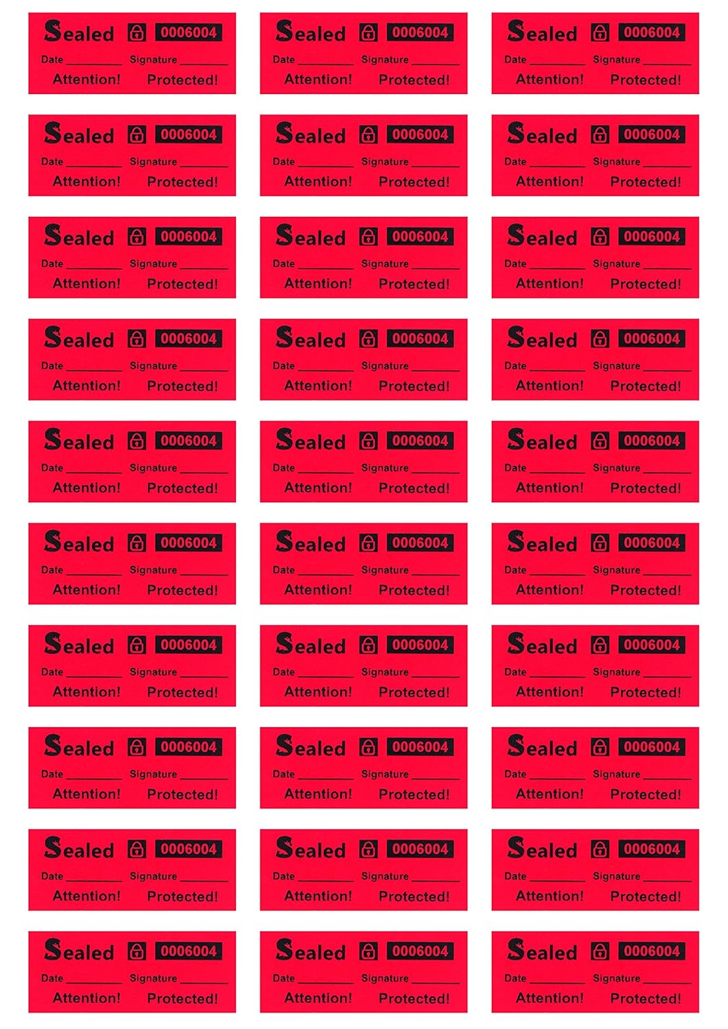 100 Customs Stickers - Tamper Evident Stickers - Tamper Proof Stickers - Security Seal - Tamper Resistant Labels - Quality Control - Warranty Void Labels - Unique Sequential Serial Numbering - Red