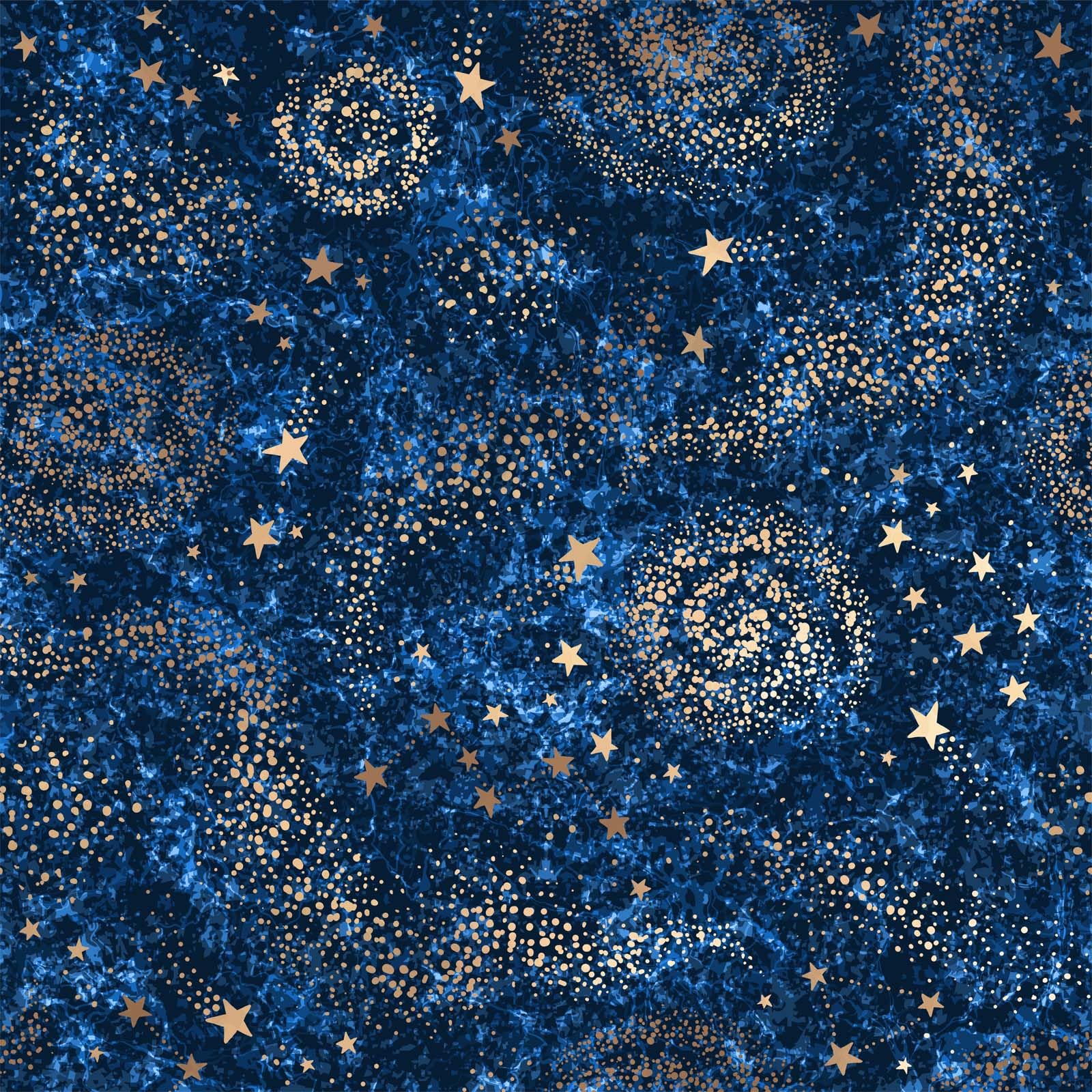 Photo 1 of PODUFF Space and Galaxy Wallpaper Peel and Stick, Galaxy/Golden Stars Wallpaper for Home Decor, Blue Background, 17.7in x 236in
