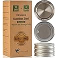EcoPeaceful 316 Surgical Stainless Steel Mason Jar Lids REGULAR Mouth,ORIGINAL DESIGN,Stackable w/ Pull-Tab Silicone Seal. Rust-proof, Airtight, Leak-proof, Vegan, BPA-Free, Reusable,Not for Canning