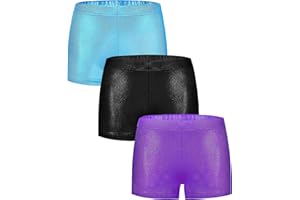 MOMOTIGER Girls Dance Short Gymnastics Shorts for Girls Metalli Sparkle Glitter Tumbling Bottoms