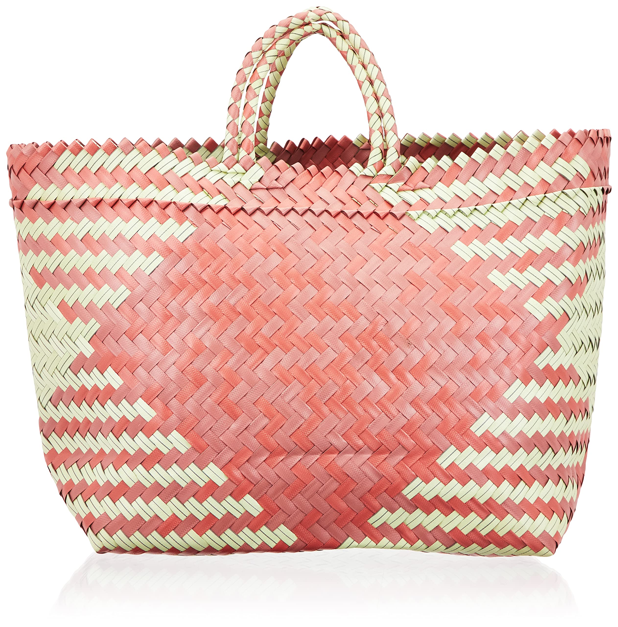 VIE Naturals Recycled Plastic Woven Beach/Tote Bag Mixed Colours, Large