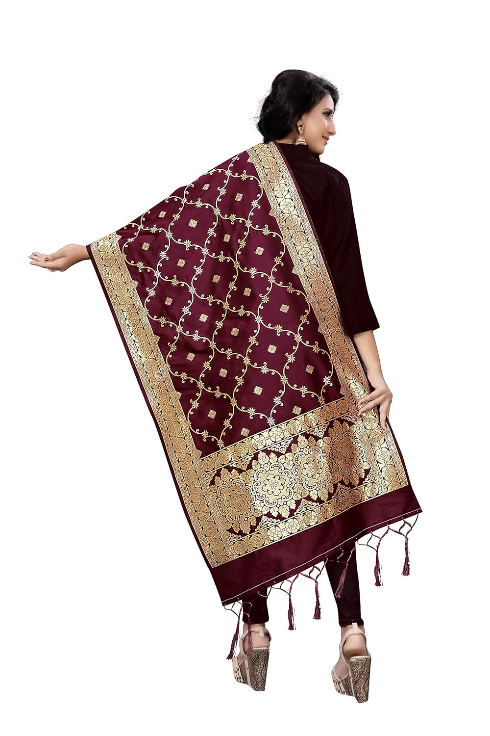 generic banarasimode women's art silk stole dupatta
