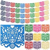 Dia De Los Muertos Decorations 4 Pcs Felt Colorful Papel Picado 40 Feet | Mexican Party Hanging Banner Day of the Dead Altar Ofrenda Decoration for Mexicano para fiesta Halloween Decor