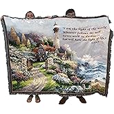 Pure Country Weavers Coastal Splendor Blanket by James Lee - I Am The Light of The World - Scriptures - John 8:12 - Religious Gift Tapestry Throw Woven from Cotton - Made in The USA (72x54)