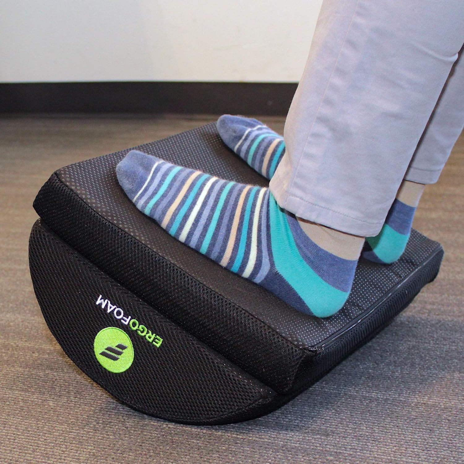 ErgoFoam Adjustable Desk Foot Rest for Added Height (Mesh) Large