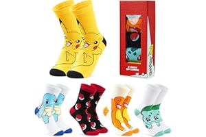 POKÉMON Pokemon Boys Socks 5 Pack Pikachu Ankle Socks Stretchy Breathable Crew Socks for Boys Girls Teenagers Women - Pokemon Gifts