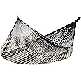 Sunnydaze Handwoven XXL Thick Cord Mayan Double Hammock for Outside - 625-Pound Capacity Heavy-Duty Outdoor Hammock - Black/Natural