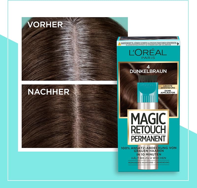 L'Oréal Paris 100% Ansatz-Abdeckung zum Kaschieren grauer Haare, permanente Haarfarbe, langanhaltender Haar Concealer, leichte Anwendung, Magic Retouch Permanent, Nr. 7 Dunkelblond, 1 Stück