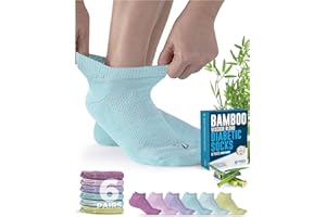 Doctor's Select Viscose Bamboo Ankle Diabetic Socks for Women and Men - 6 Pairs | Super Soft, Non Binding, Loose Wide Top