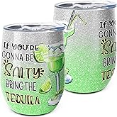KAIRA Funny Coffee Mug Funny Party Cups For Women Adult Humor 12oz Wine Tumbler With Lid Stainless Steel Coffee Mug (If You're Gonna Be Salty Bring The Tequila) (Pack of 1)