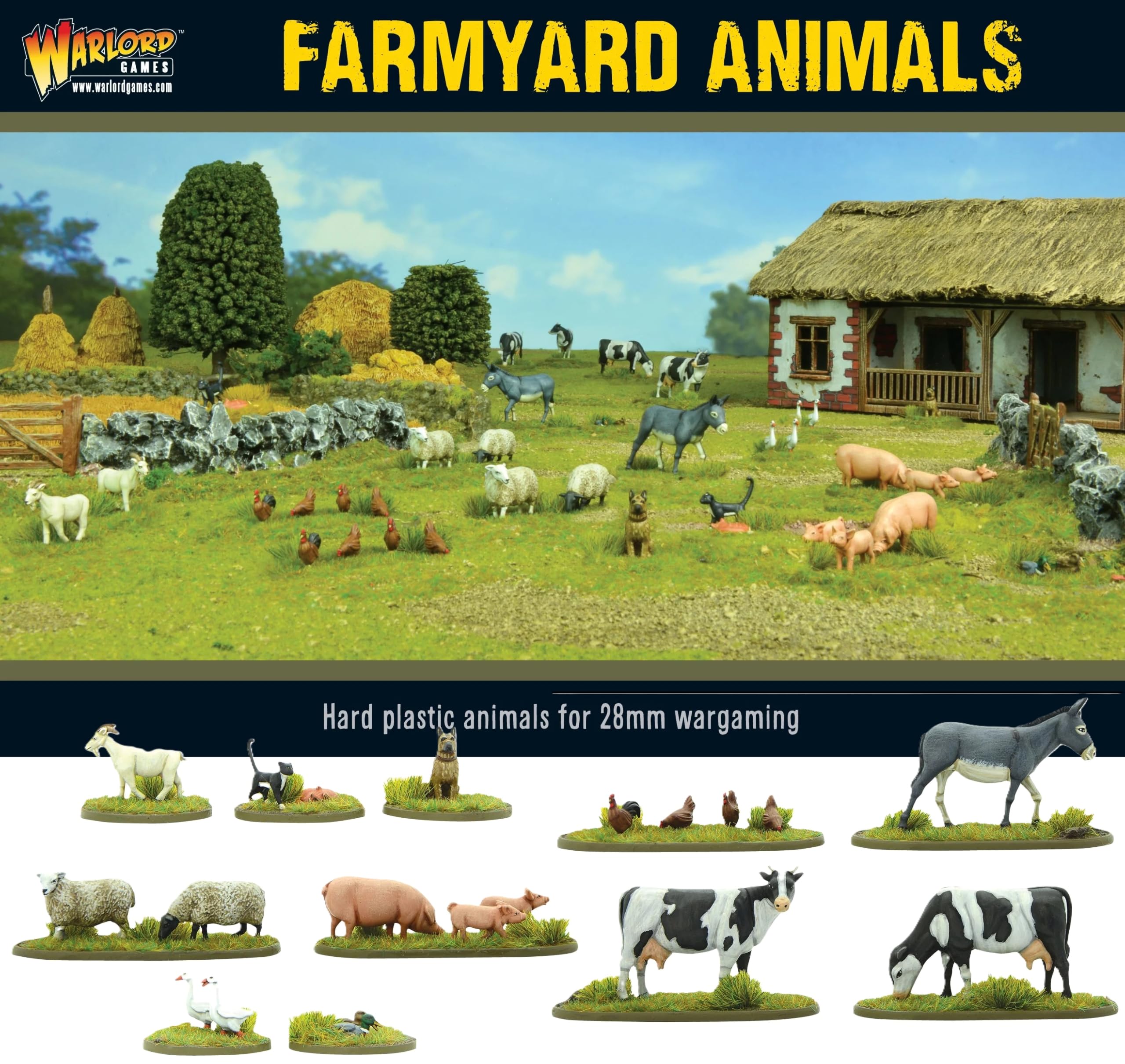 Warlord Games Plastic 28mm Farmyard Animals Miniatures Tabletop Model Scenery