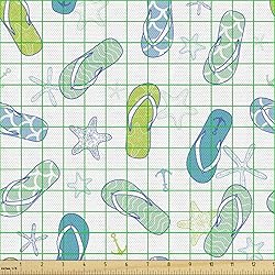 Lunarable Nautical Fabric by The Yard, Flip Flops
