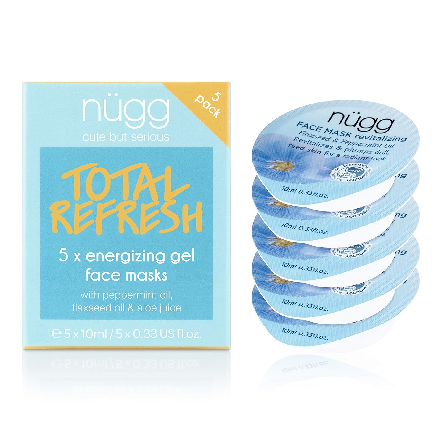 nügg Revitalizing & Cooling Face Mask to Moisturize and Refresh Skin; pack of 5 single-serve face masks; 5 x 0.33 fl. oz.