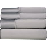 SHEEX - Active Comfort Cooling Sheets Set (Queen) Pewter - Moisture Wicking - 1 Flat Cooling Sheet, 1 Fitted Cooling Sheet, 2 Cooling Pillow Covers - Wrinkle Free - Sleep Aid