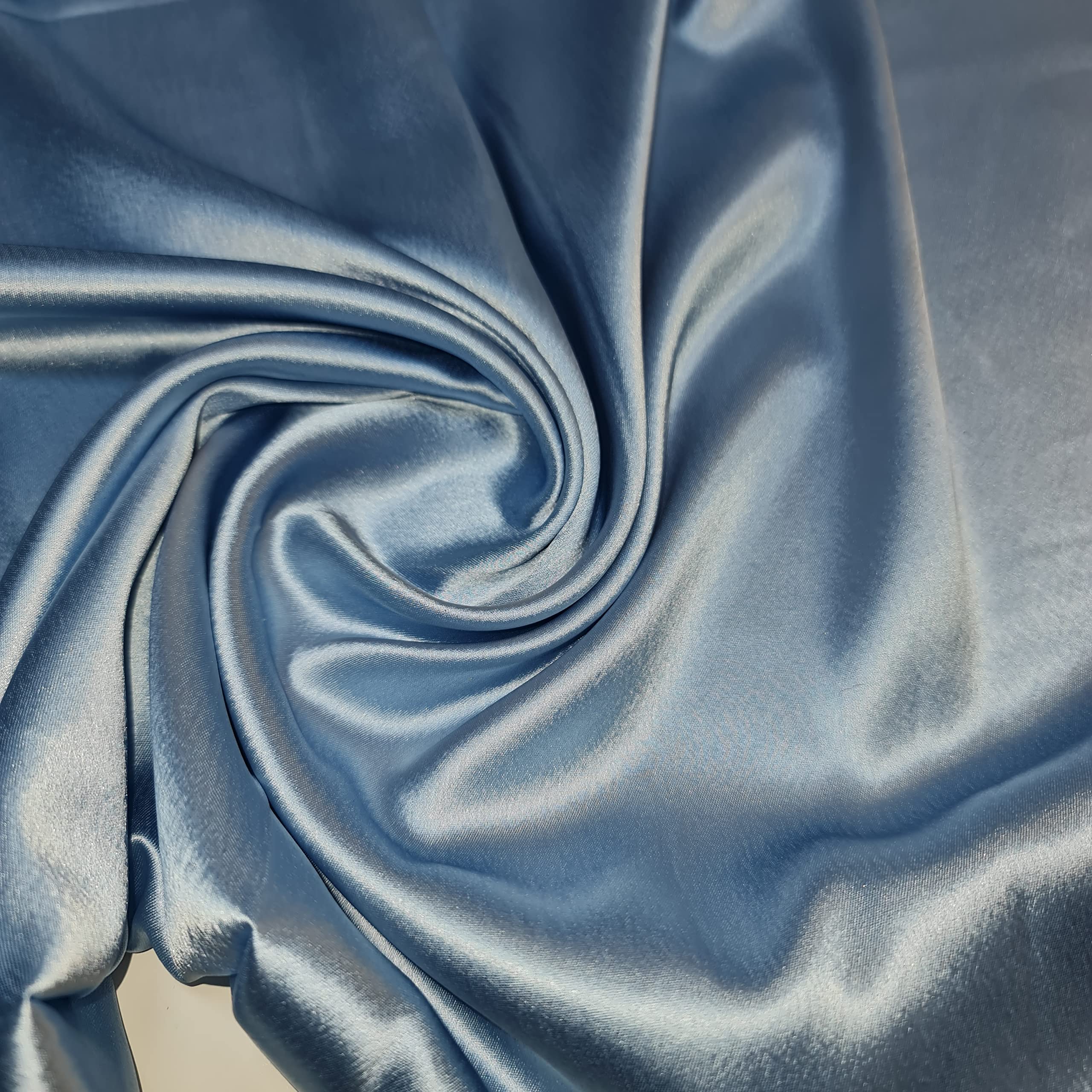 Glossy Charmeuse Silk Satin Bridal Dress Polyester Lining Craft Fabric 44" Meter (5 Meter, Ice Blue)