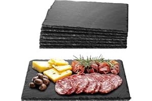 Navaris Slate Plates - Food Contact Safe Black Stone Plates - Cheese Platter Charcuterie Boards Serving Plate - Stone Slate S