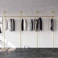 Pamo Industrial Pipe Clothing Rack Gold - Wall Mounted Heavy Duty Clothes Rack, 300 Kg Capacity, Walk-In Closet Storage System - View #3