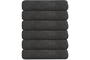 TEXCRAFT Premium Bath Towel Set, 24 x 50 Pack of 6 100% Cotton Terry Towels for Bathroom, Quick Dry, Highly Absorbent, Soft Feel, for Shower, Pool, Spa, Gym, Hand Towel for Daily Use - Chr Grey
