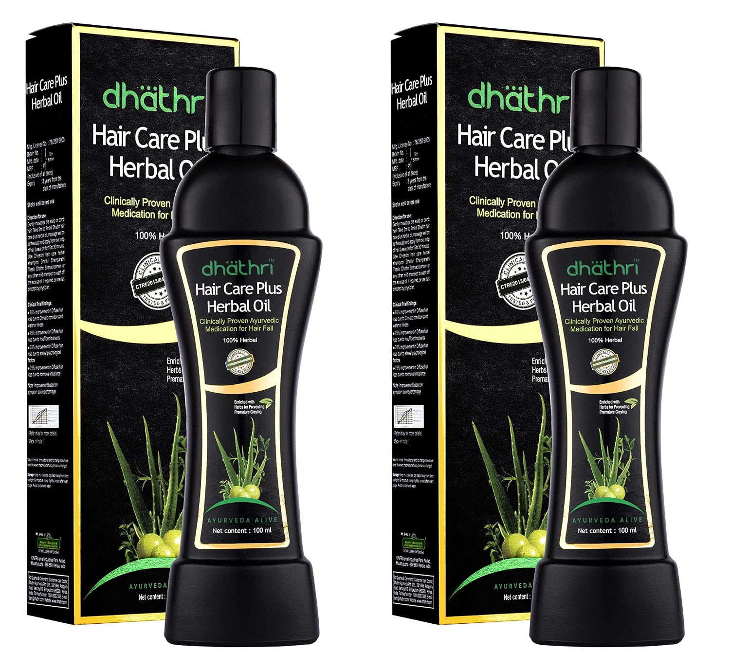 DHATHRI Herbal Oil Hair Care Plus 100ml Pack of 2