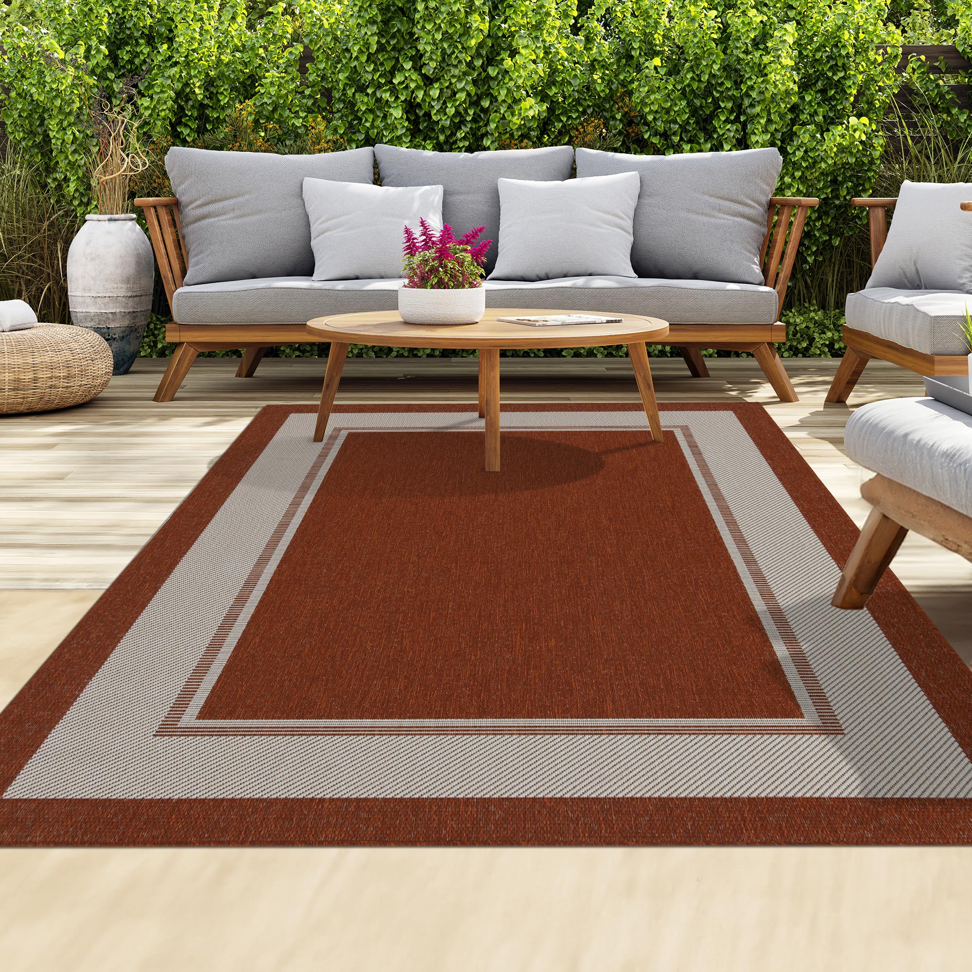 homeart Outdoor Rugs | Easy-Cleaning Indoor & Outdoor Area Rugs for Porch, Deck, Balcony, Garden, Picnic, Kitchen, Hallway | UV & Weather-Resistant Large Patio Rug Mats | Terra Cream, 80 x 150 cm