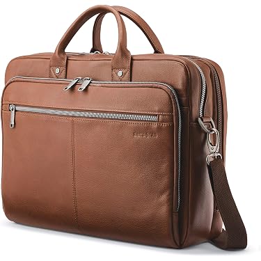 Amazon.com | Samsonite Classic Leather Toploader Briefcase, Cognac
