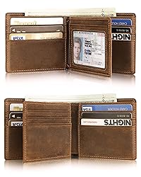Mens Wallet With AirTag Holder, Bifold Leather RFID