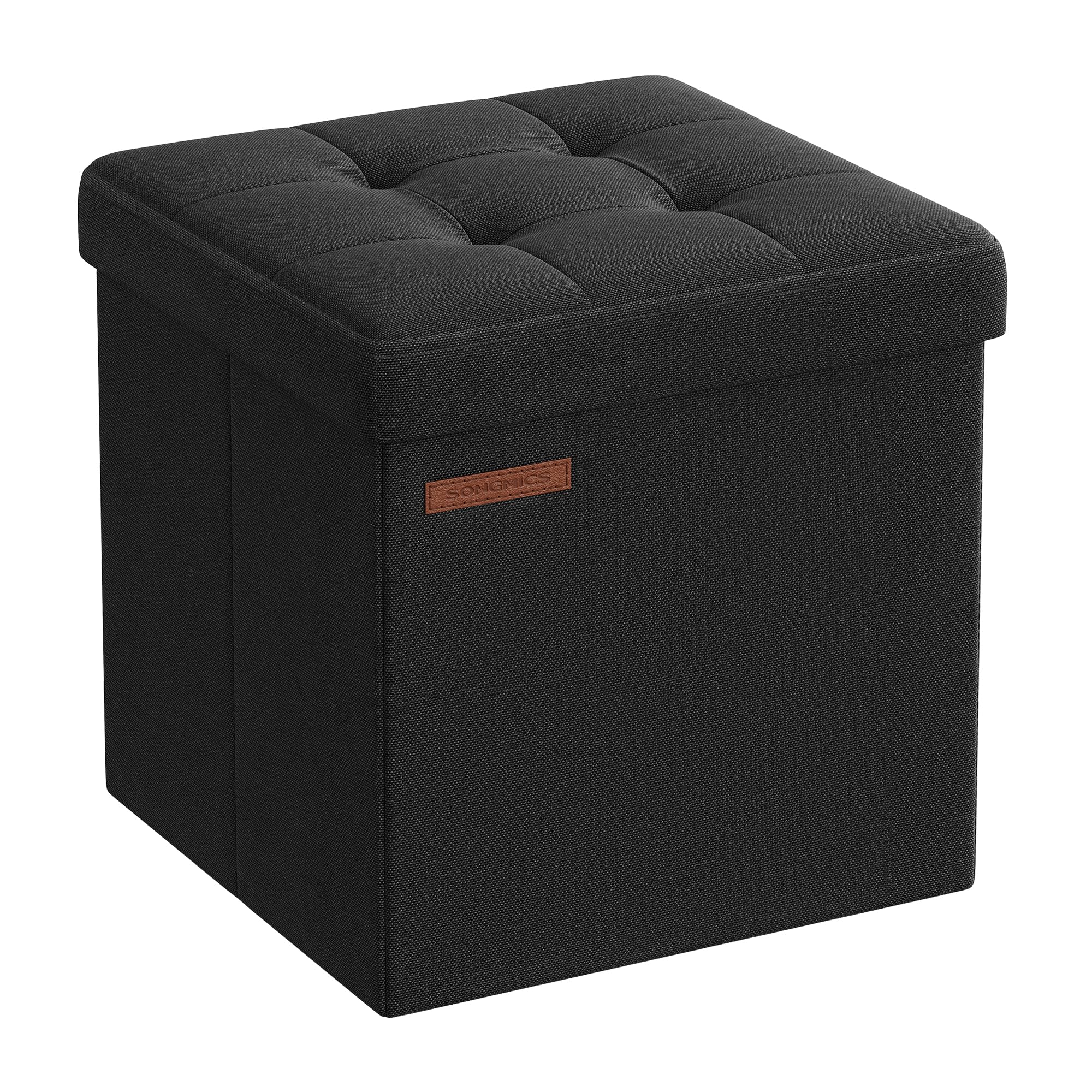 SONGMICS Storage Ottoman, Storage Bench, Footrest, Bed End Stool, for Living Room, Bedroom, 30 x 30 x 30 cm, Ink Black LSF028B51
