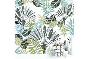 Orainege Tropical Peel and Stick Wallpaper Boho Contact Paper 17.7inch x 78.7inch Floral Wallpaper Peel and Stick Palm Leaf Wallpaper Green Vintage Contact Paper Removable Wallpaper for Bathroom