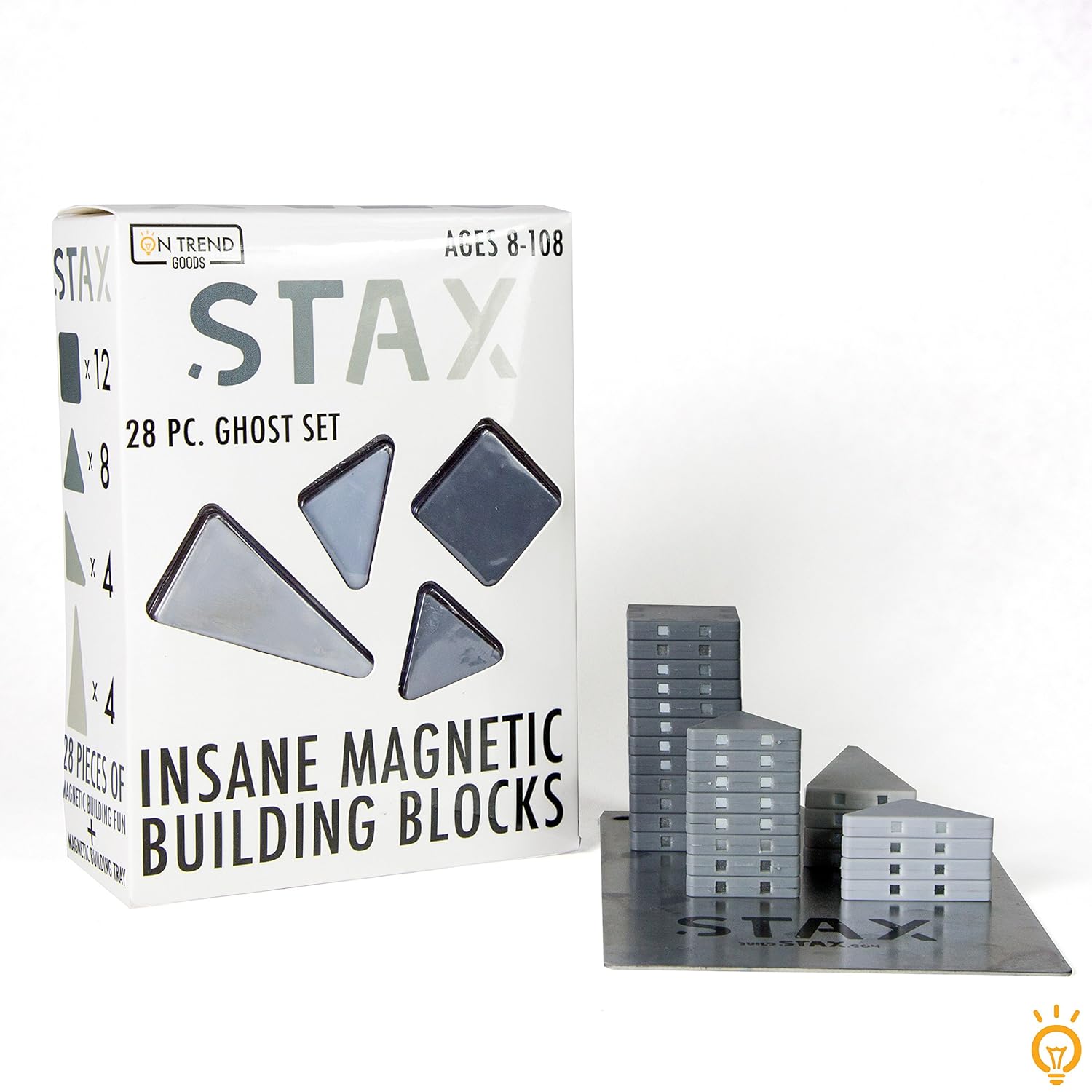 STAX 28pc Insane Magnetic Building Block Set (Ghost)