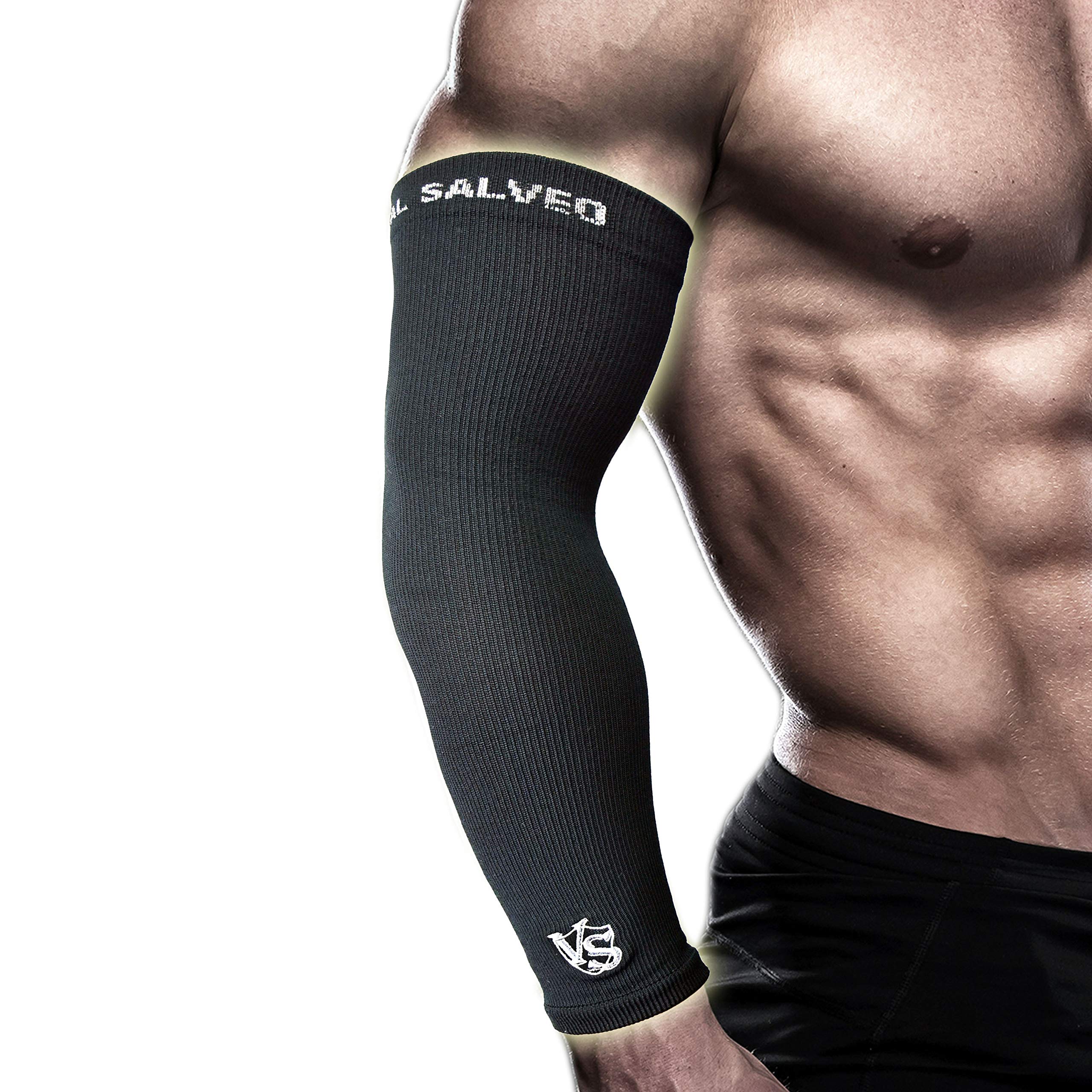 Vital Salveo- Compression Arm Sleeve (1PC) For Basketball, Baseball, Football, Volleyball.Elbow Brace For Tendonitis, Golfers Elbow, Tennis Elbow, Arthritis for Men/Women-M (1PC)
