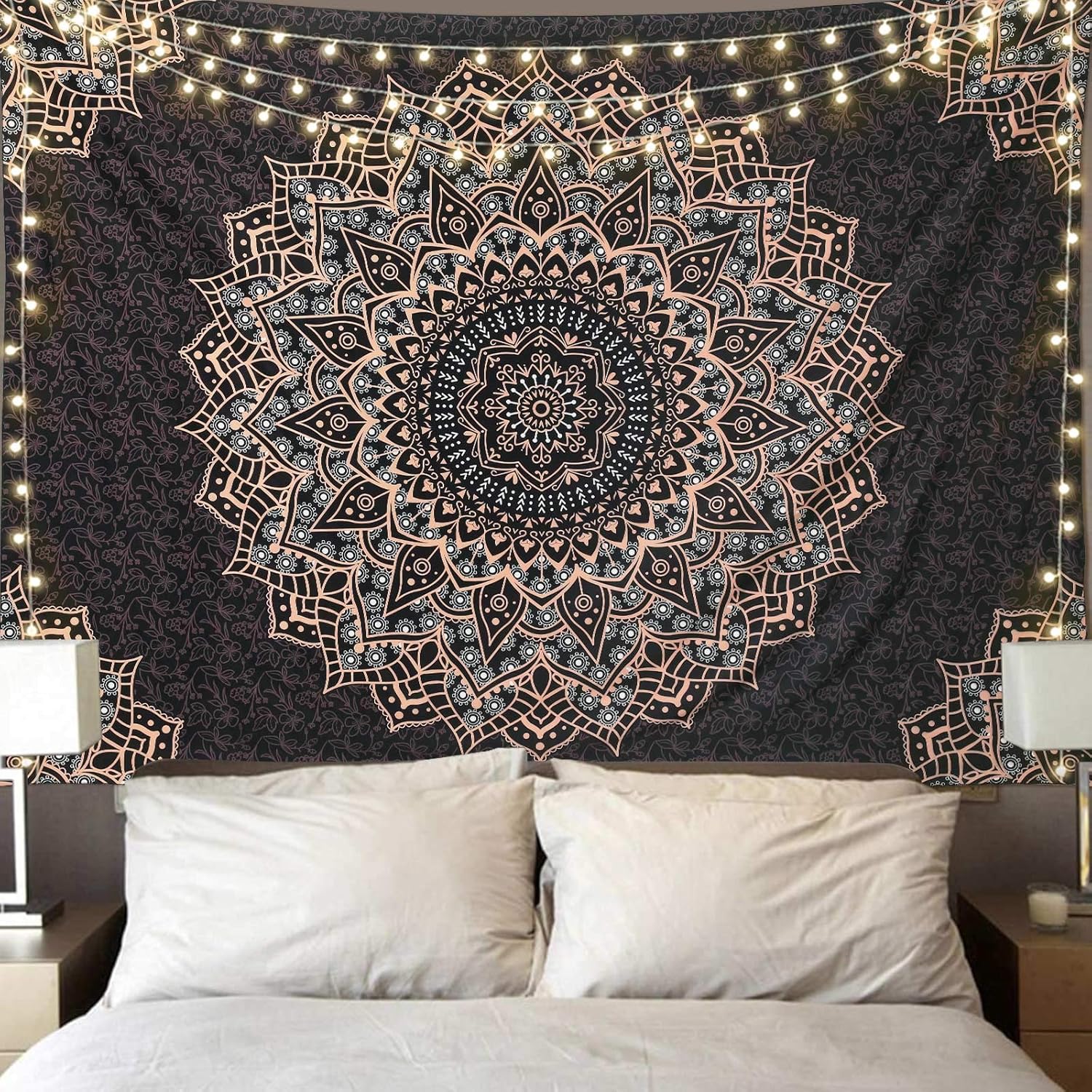 Tapestries - Edeesky Black Mandala Tapestry Wall Hanging Psychedelic Wall Tapestry Aesthetic Indian Hippie Decor Bohemian Art Boho Home Decoration for Bedroom,Living Room,Dorm
