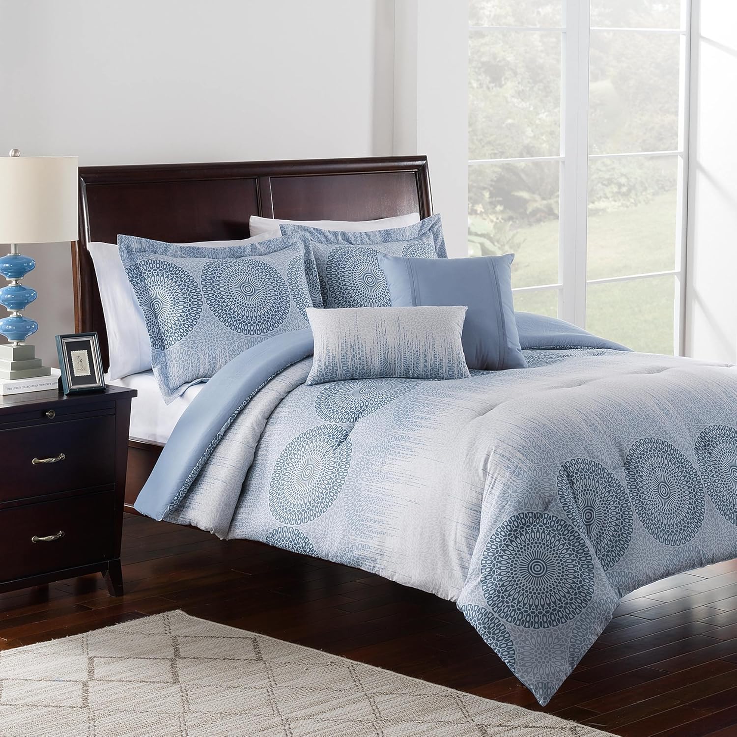Patrician Charlee Comforter Set, Full/Queen, Cornflower Blue Buy Online at Best Price in UAE