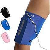 HiRui Running Armband Sleeve Universal Sports Armband Cell Phone Holder Armband for Exercise Workout, Compatible with iPhone 16/15/14/13/Plus/Pro Samsung Galaxy All Phones (XL, Blue)